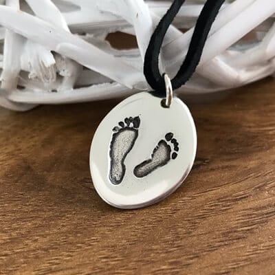Handmade Silver Hand/Foot Print Charm with 2 Prints - Image 3