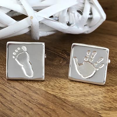 Handmade Silver Hand/Foot Print Cufflinks