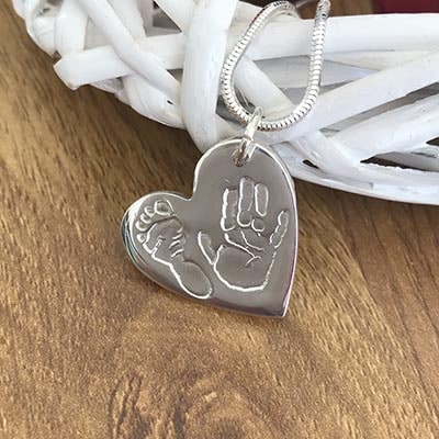 Handmade Silver Hand/Foot Print Charm with 2 Prints - Image 4