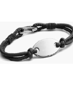 Oval Leather ID Bracelet - Image 2