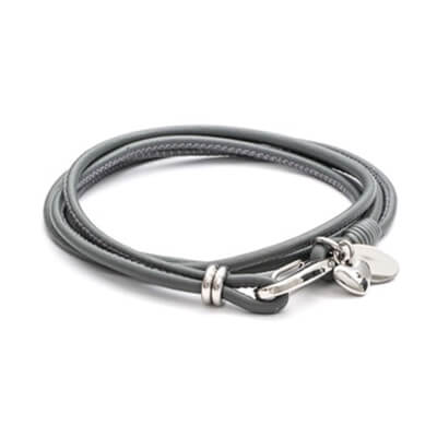 Grey Lambskin Wrap Bracelet