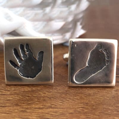 Handmade Silver Hand/Foot Print Cufflinks - Image 3