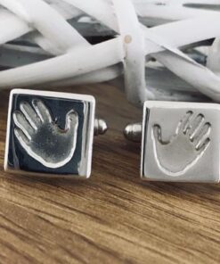 Handmade Silver Hand/Foot Print Cufflinks - Image 2