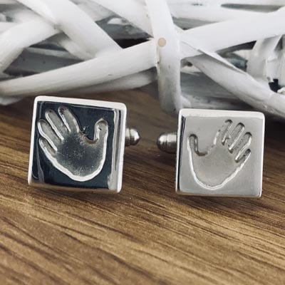 Handmade Silver Hand/Foot Print Cufflinks - Image 2