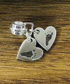 Handmade Silver Hand/Foot Print Charm Duo with Charm Carrier - Image 2