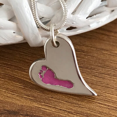 Handmade Silver Hand/Foot Print Charm (Blue/Pink Finish)
