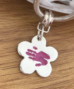 Handmade Silver Hand/Foot Print Charm (Blue/Pink Finish) - Image 3