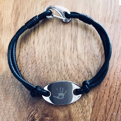 Oval Leather ID Bracelet