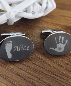 Oval Hand/Foot Print Cufflinks with up to 4 Prints