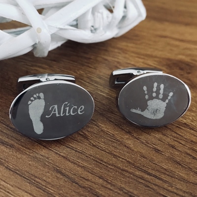 Oval Hand/Foot Print Cufflinks with up to 4 Prints