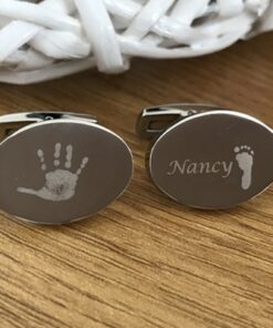Oval Hand/Foot Print Cufflinks with up to 4 Prints - Image 2
