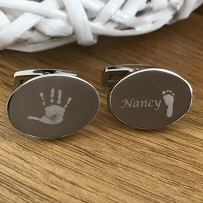 Oval Hand/Foot Print Cufflinks with up to 4 Prints - Image 2