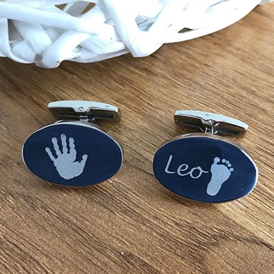 Oval Hand/Foot Print Cufflinks with up to 4 Prints - Image 3