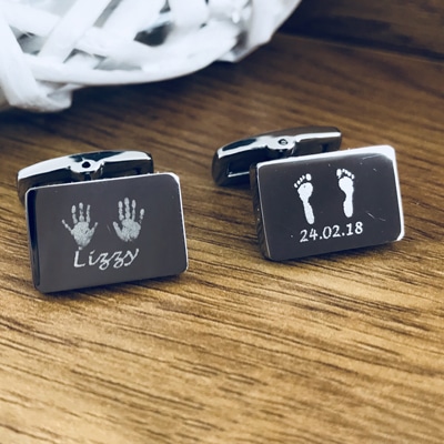 Rectangle Hand/Foot Print Cufflinks with up to 4 Prints