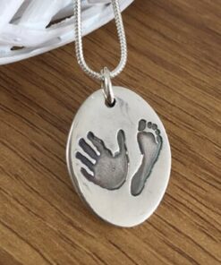 Handmade Silver Hand/Foot Print Charm with 2 Prints - Image 2