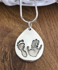 Handmade Silver Hand/Foot Print Charm with 2 Prints
