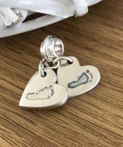 Handmade Silver Hand/Foot Print Charm Duo with Charm Carrier - Image 3