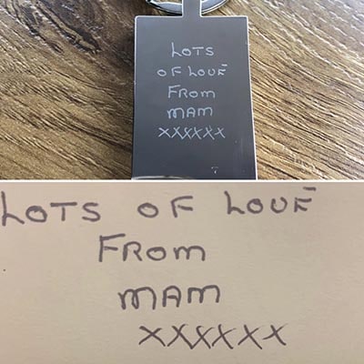 Engraved Key Ring with YOUR ACTUAL Handwritten Message - Image 11