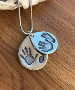 Handmade Silver Duo of Hand/Foot Print Charms. - Image 3
