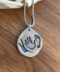 Handmade Silver Duo of Hand/Foot Print Charms. - Image 2