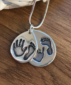 Handmade Silver Duo of Hand/Foot Print Charms.