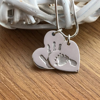 Handmade Silver Duo of Hand/Foot Print Charms. - Image 6
