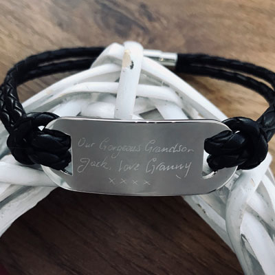 Leather ID Bracelet With Your Handwriting