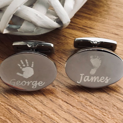 Oval Hand/Foot Print Cufflinks with up to 4 Prints - Image 4