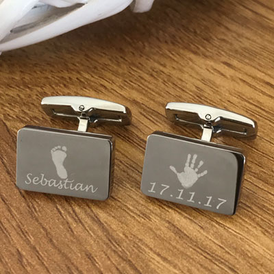 Rectangle Hand/Foot Print Cufflinks with up to 4 Prints - Image 2