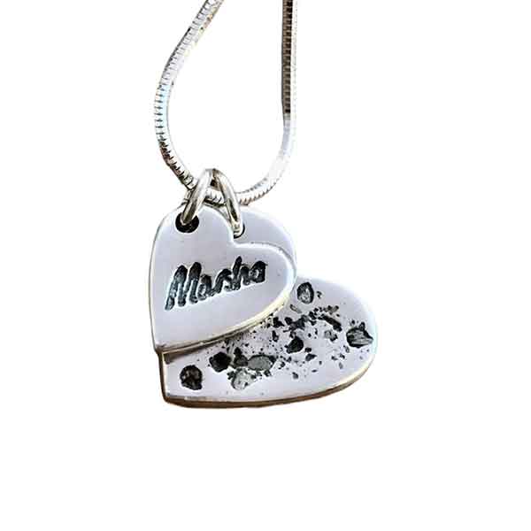 Ashes and handwriting heart charms