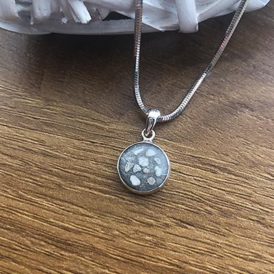 Sterling Silver Round Pendant with Ashes - Image 2