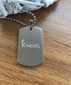 Engraved Stainless Steel Dog Tag with handwriting - Image 3