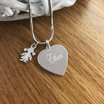 Name or Initial Sterling Silver Heart - Image 6