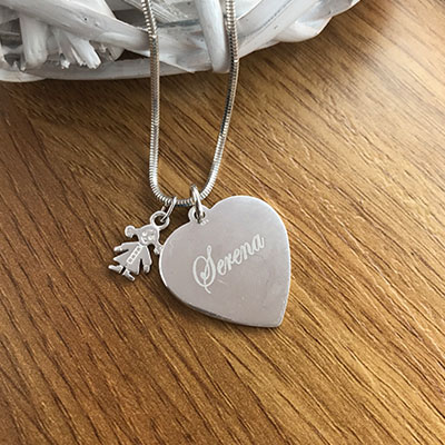 Name or Initial Sterling Silver Heart