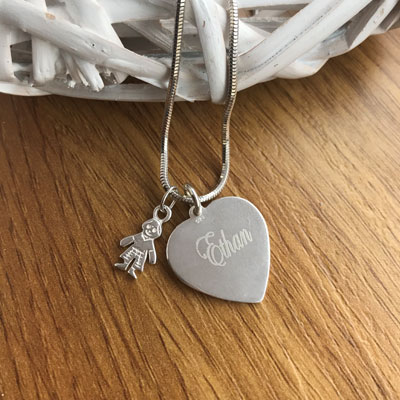 Name or Initial Sterling Silver Heart - Image 7