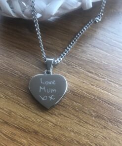 Heart pendant with handwritten message