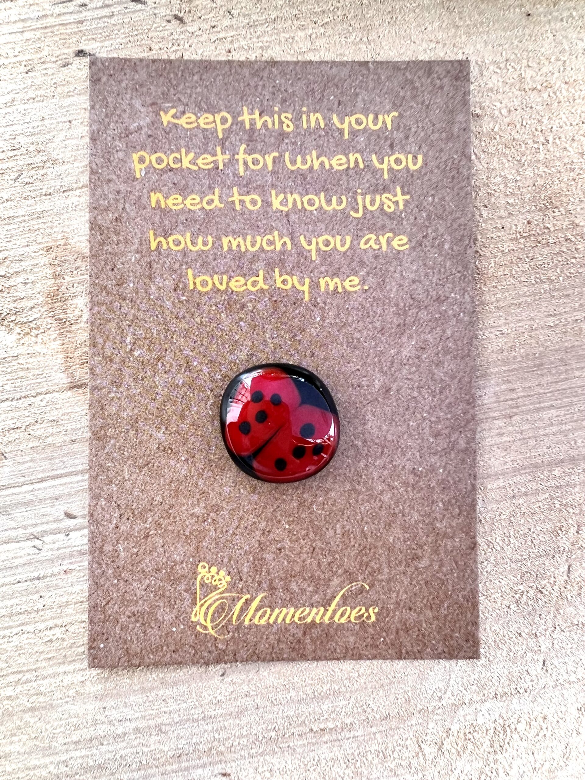 Ladybird Fused Glass Pocket Pebbles