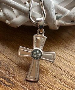 Sterling Silver Cross with Round Setting - Image 3