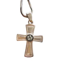 Sterling Silver Cross with Round Setting