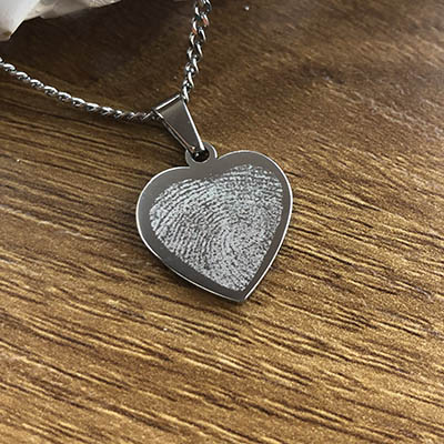Engraved Heart Pendant with your Finger Print - Image 2