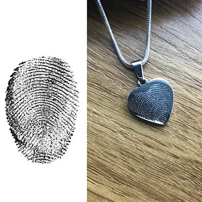 Engraved Heart Pendant with your Finger Print - Image 3