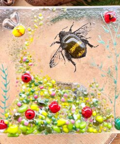 Alternative view of Red Bee Tea Light in Flower Garden with Murrine Elements