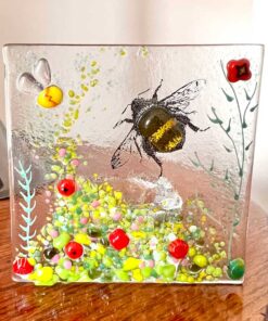 Red Bee Tea Light in Flower Garden with Murrine Elements - Image 3