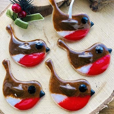 When robins appear loved ones are near fused glass Robin - Image 7