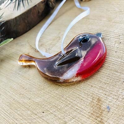 When robins appear loved ones are near fused glass Robin - Image 5