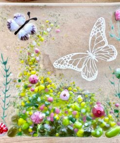 Alternative view of Pink Butterfly Tea Light with Murrine Elements
