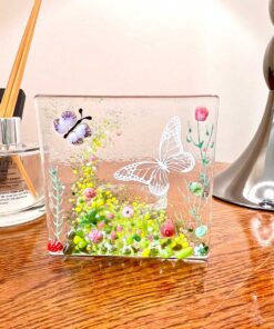 Pink Butterfly Tea Light with Murrine Elements