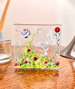 Red Butterfly Tea Light with Murrine Elements