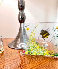 Yellow Bee Tea Light in Flower Garden with Murrine Elements