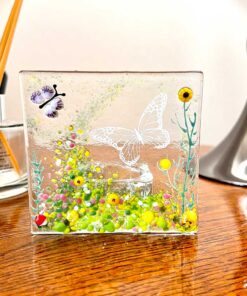 Yellow Butterfly Tea Light with Murrine Elements